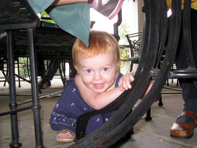 We are at a country club eating a nice buffet and all she wants to do is hang out under the table?